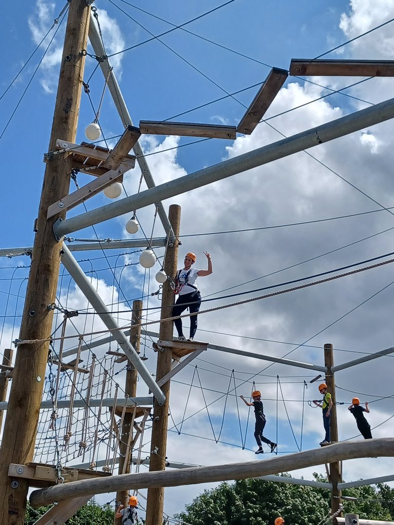 holmfirthhigh's tweet photo. Mrs Edwards showing us how it’s done on the high ropes!
#ActivitiesWeek2023 https://t.co/9IgpxtkAng