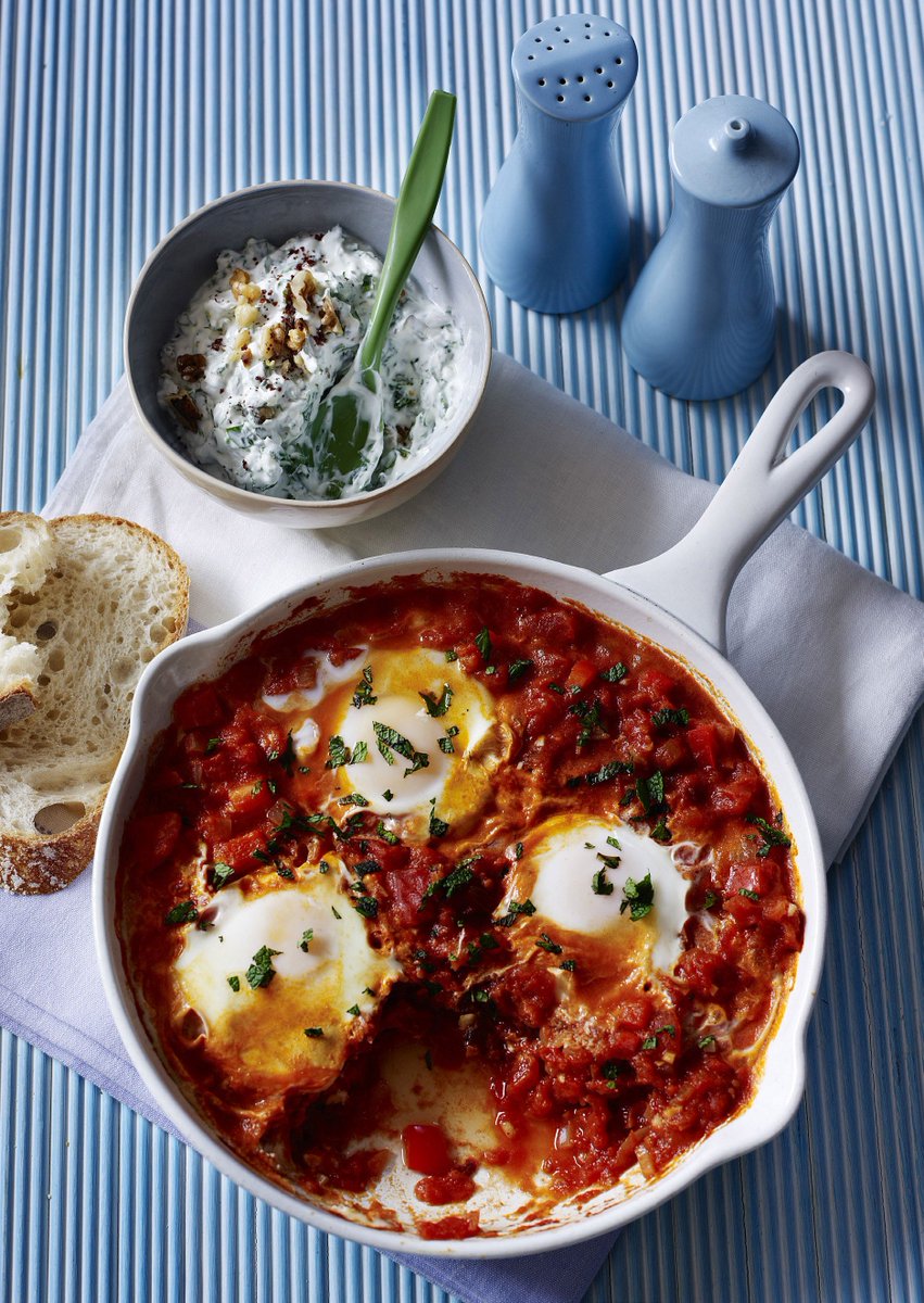 This great throw-together dish from <a href="/nicolagraimes/">Nicola Graimes</a> is made largely from staple ingredients. app.ckbk.com/recipe/thri938… She says "There are many variations of Tunisian Eggs, which are all based on the same idea, but vary slightly in their use of spicing and choice of herbs. I also