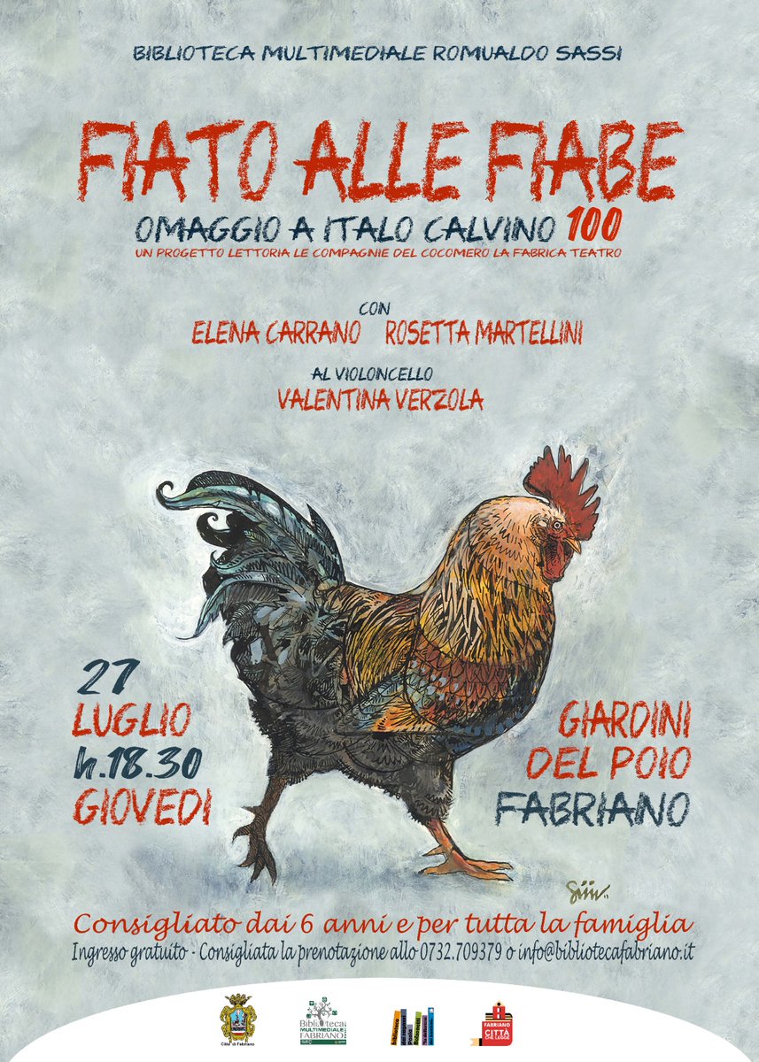 La lingua di #ItaloCalvino per le #fiabeitaliane. Ne abbiamo scelte alcune tra quelle più divertenti, paurose e magiche.
Ve le faremo ascoltare giovedì #27luglio alle ore 18.30 ai Giardini del Poio a #Fabriano
#Lettoria #ElenaCarrano <a href="/rosmartel/">Rosetta Martellini</a> #valentinaverzola
#libriperbambini