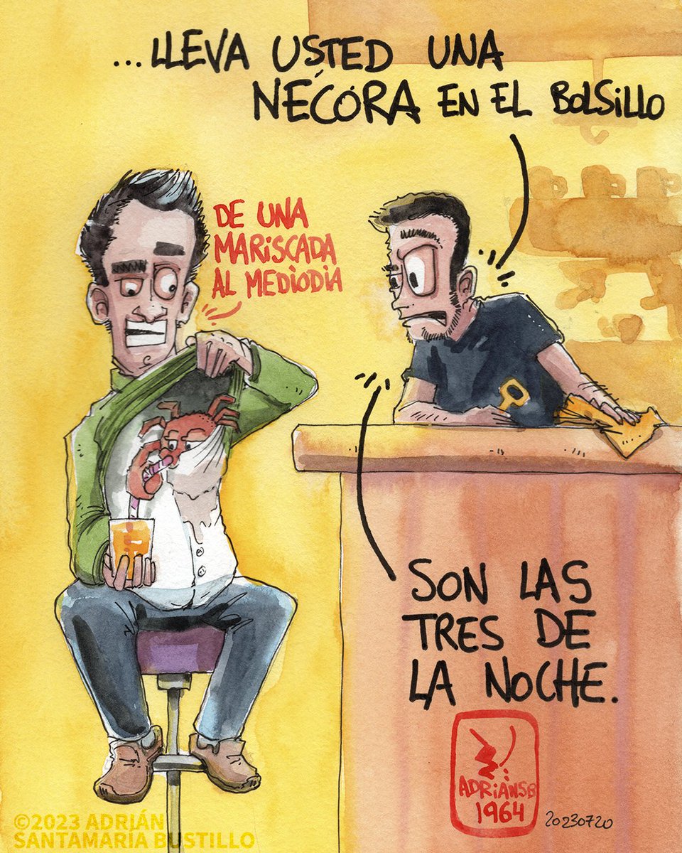 adriansbsm's tweet photo. Dibujo diario n° 1964
Serie "Tras la barra":
Esto es real, me pasó hace unas semanas.
Cuando crees que lo has visto todo... va uno y te desenvaina un crustáceo de la camisa.
Tais fatal.
#necora #traslabarra #debares #baresquelugares #hosteleria #medinadepomar #soycamarero https://t.co/KfHsbRRb6l