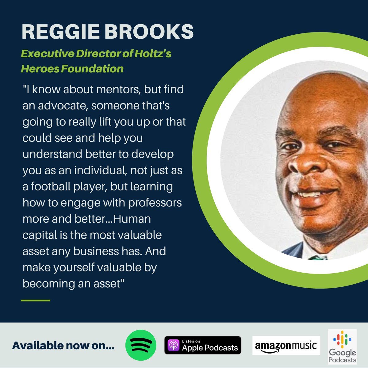 OurIBC's tweet photo. This week, we had a great conversation with Reggie Brooks of @HoltzHeroes! Check out the episode to hear about his time with ND football, the NFL, and his post-athletics life. https://t.co/29yvfAEDNE