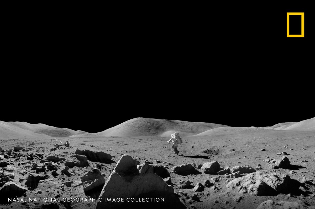 Happy #NationalMoonDay! In this image from our archives, astronaut Harrison Schmitt bounds toward the lunar rover during the Apollo 17 mission in December 1972, the last time humans set foot on the moon