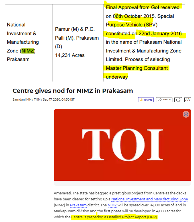 eclector1419857's tweet image. @JaiTDP/@ncbn  Govt.

#NIMZ #Prakasam #AndhraPradesh 
#Infrastructure #Industrial #Corridor

India&apos;s first
proposed, 2011 

2015
➼Land identified approx. 14230 acres
➼Final Approval by #GOI 

2016
➼SPV set up
-
Next Govt.  (2020)
Centre &quot;preparing&quot; DPR