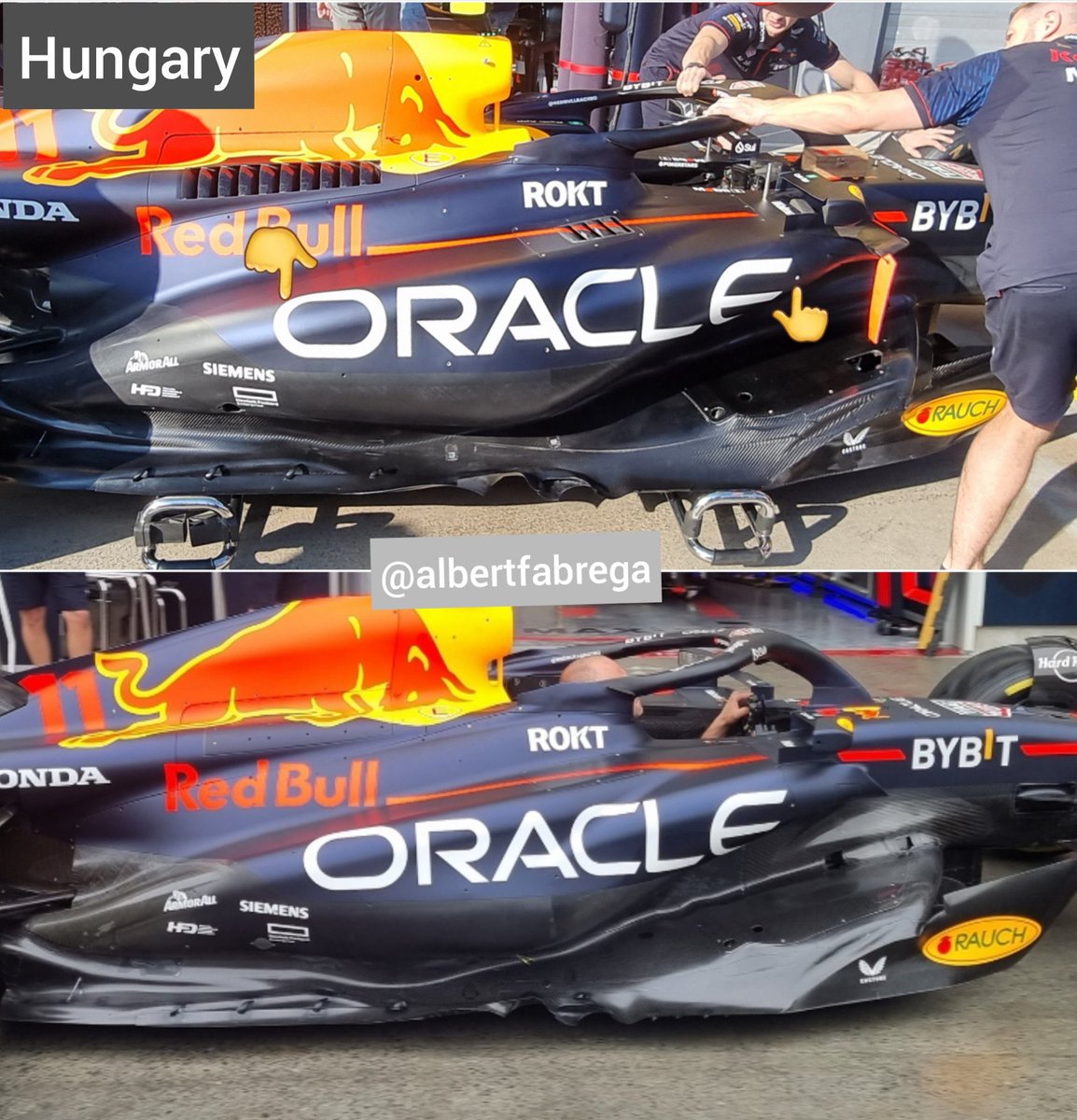 nocontextrbr's tweet photo. Macaristan'a getirilen yeni sidepod 👀 (Eski tasarım altta yeni tasarım üstte.) https://t.co/XTEEfzCgH5