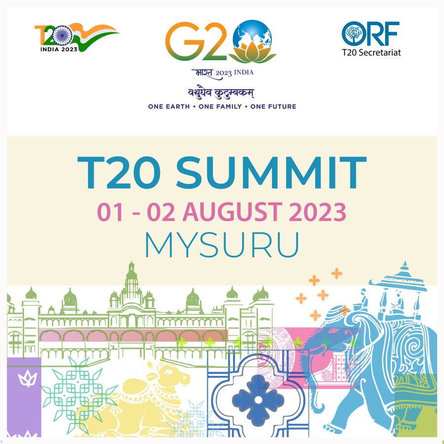 The #T20Summit is the milestone event of @T20org. It provides an opportunity to collectively showcase ideas & insights on the priorities of India’s #G20 Presidency. August 1-2 | Mysuru Register here: t20ind.org/event/t20-summ… #G20India #Think20 #Think20India @g20org