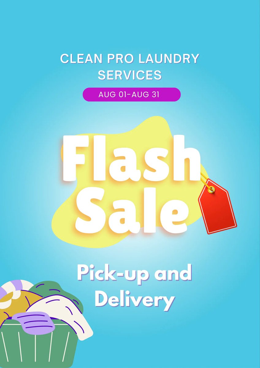 Join CleanProLaundry today for our August Sale! Sign up now and enjoy laundry services at just $1.49 per pound for the entire month of August! So don't miss out on this amazing deal! Sign up today and start saving! Message us directly for more details.