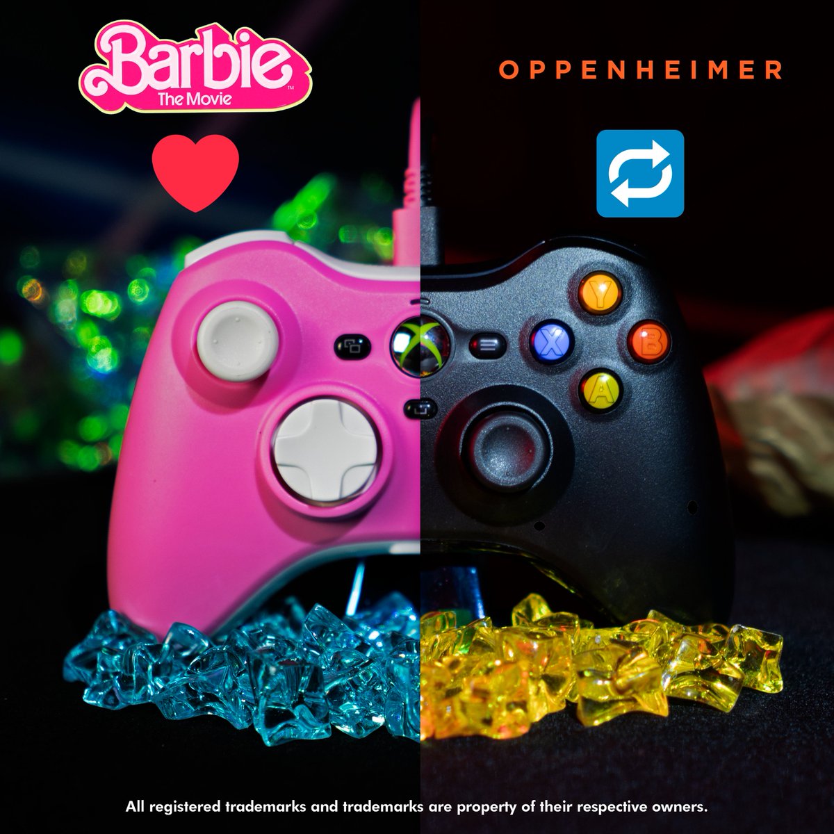 Hyperkin's tweet photo. Which movie are you seeing this Friday? LIKE this post for #BarbieTheMovie . RETWEET for #OppenheimerMovie. Hit both if you're seeing both!
Xenon controllers available NOW at https://t.co/48SBno05wy!
#Keep05Alive https://t.co/xhTcz3Q8uv