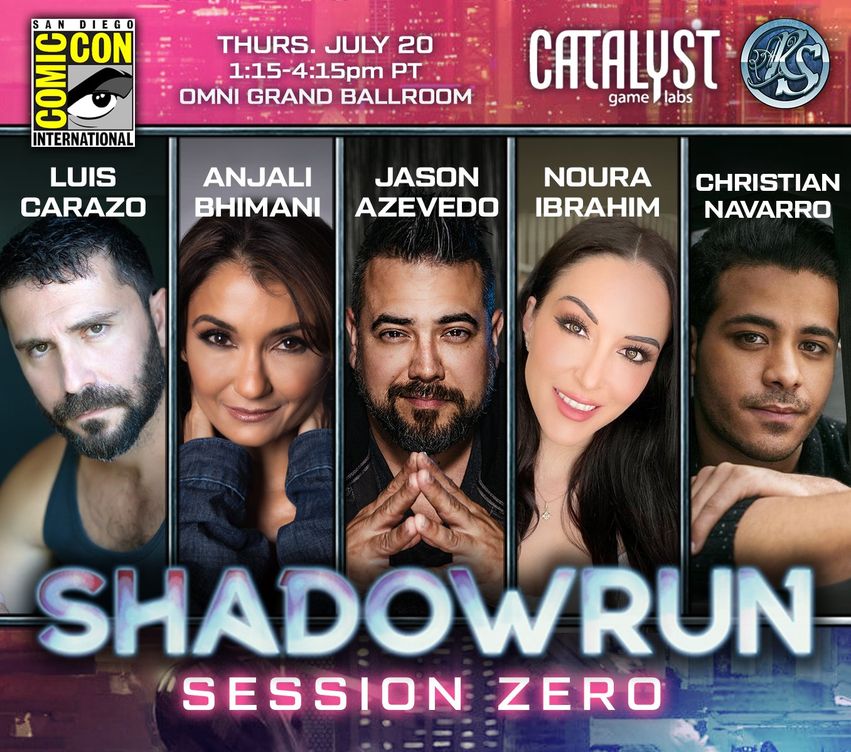 📷 SDCC LIVE SHOW! 📷 Chummers! Join us at @comic_con THIS Thursday in the OMNI Grand Ballroom @ 1:15pm PT for a #shadowrun LIVE show featuring an awesome cast of Shadowrunners for their Session Zero! #shadowrun #shadowrunner #shadowrunrpg #catalystgamelabs #sdcc #sdcc2023