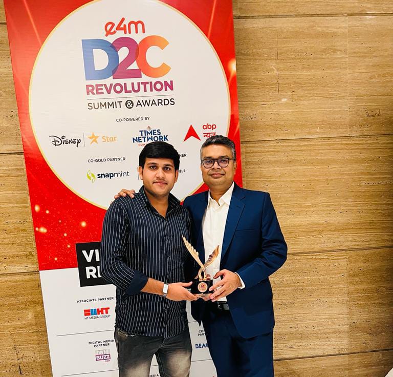 Thrilled & grateful for winning the #e4mD2CRevolution Wing Trophy 2023 🌟 Won in the Best Online Store category. Thankful to our team & customers for their support. #e4mawards #d2cbrands #d2cindia #d2cinnovation 🎉👏 #Gratitude #Achievement