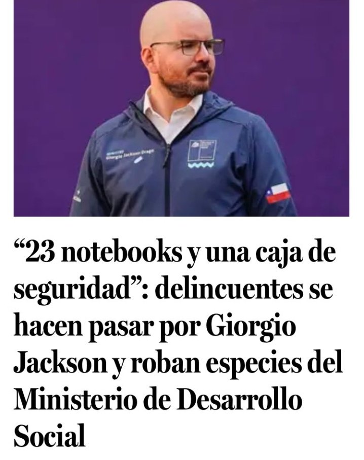 grandovich's tweet photo. Que se roben 23 Notebook puede ser y leo a tantos ex concertación y de derecha hablando.

Mi pregunta es, la información de esos pc no están en un servidor? 
No creo que seamos tan penca como país. https://t.co/39znig8iFw