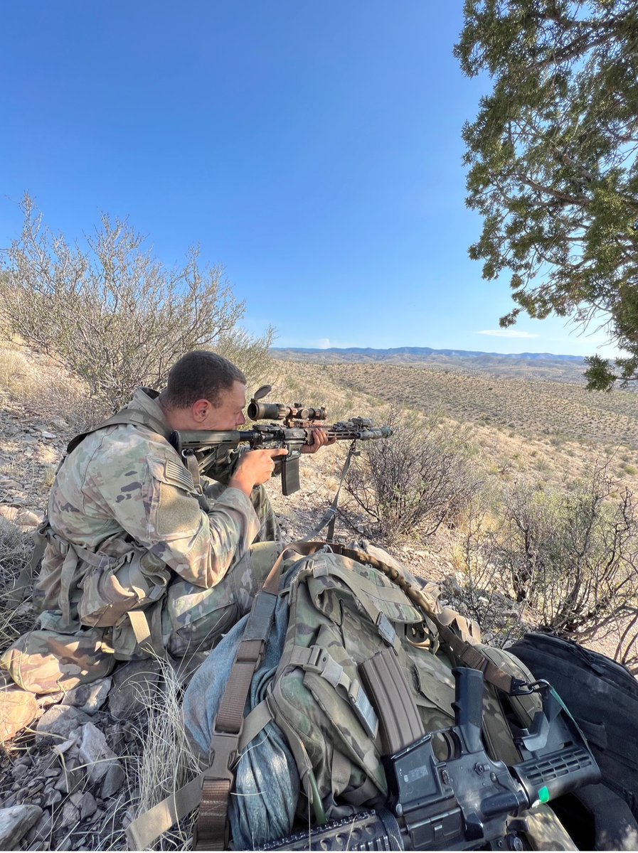 USC_ArmyROTC's tweet photo. Cadet Mark Martel participated in Sage Eagle 2023 at Fort Bliss, Texas, 9-22 June 2023.  Sage Eagle is a training event that brings together Infantry, Special Operations Forces, and Marines to share skillsets and best practices with Cadets from around the country.
@4thBdeArmyROTC https://t.co/7vK6XUlITe