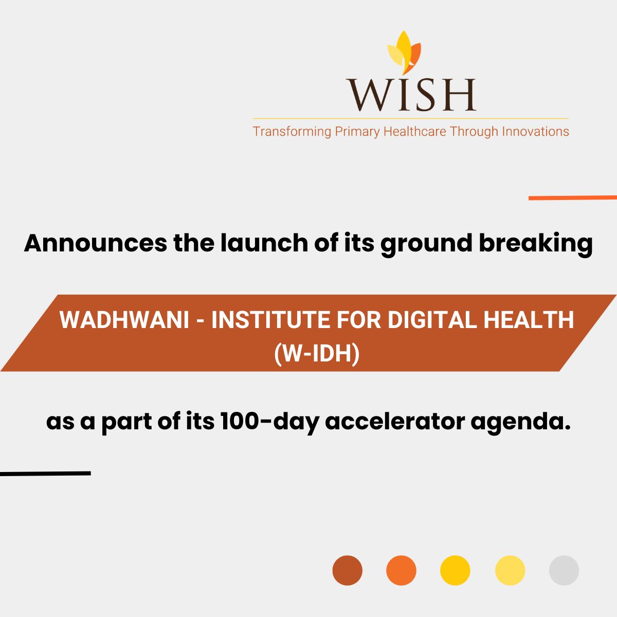 Wish_India's tweet photo. WISH Announces the launch of its ground breaking
Wadhwani- Institute for Digital Health (W-IDH)
as a part of its 100-day accelerator agenda.
Press Release: https://t.co/S9NzjOWpp7
#WISHFOUNDATIONINDIA #digitalhealth #innovation #primaryhealthcare #WIDH #uhc #sdgs2030 https://t.co/oo0sxOQlao