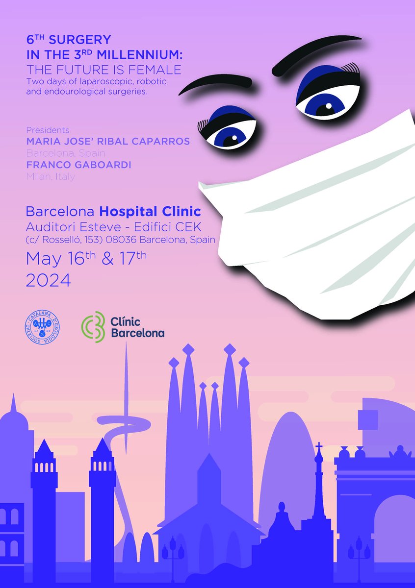Surgery in the 3rd millennium:skills beyond gender (@surgeryisfemale) on Twitter photo #UROFEM24 6th Edition in Barcelona again!
May 16th & 17th, 2024 <a href="/hospitalclinic/">Hospital Clínic</a>
Save the date & stay tuned!!!!
<a href="/MariaJRibal/">Maria J. Ribal</a> <a href="/FrancoGaboardi/">Franco Gaboardi</a>
#endourology #urology #laparoscopy #roboticsurgery #UROFEM24 6th Edition in Barcelona again!
May 16th & 17th, 2024 <a href="/hospitalclinic/">Hospital Clínic</a>
Save the date & stay tuned!!!!
<a href="/MariaJRibal/">Maria J. Ribal</a> <a href="/FrancoGaboardi/">Franco Gaboardi</a>
#endourology #urology #laparoscopy #roboticsurgery