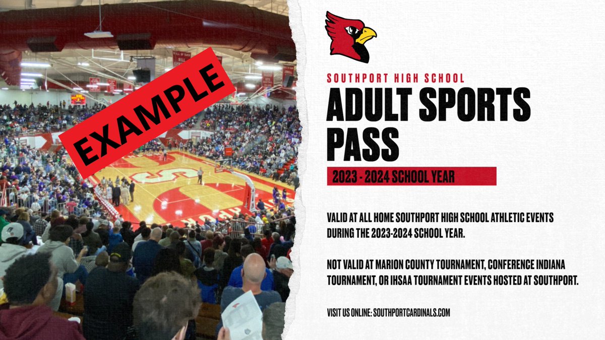 2023-2024 Adult Sports Passes are now available for purchase! 🎟️$75 📍All home events during the 2023-2024 school year (not including tournament events). 🔗 Buy online and pick up in the office (secure.payk12.com/school/southpo…)