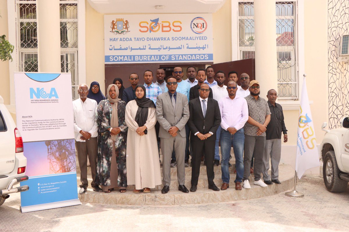 Today #SoBS and #NCA signed an MOU between the institutions to establish a unified process for managing electronic communication equipment imports to Somalia. This is a crucial step towards cooperation and development in the tech industry. #SomaliaTech #CollaborationWins