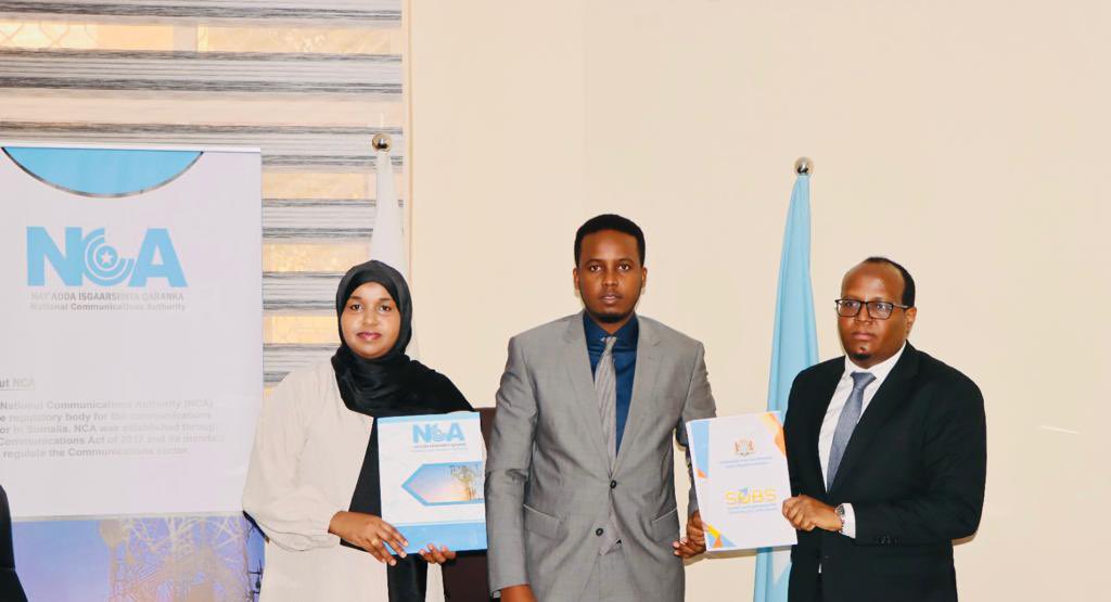SobsSomalia's tweet photo. Today #SoBS and #NCA signed an MOU between the institutions to establish a unified process for managing electronic communication equipment imports to Somalia. This is a crucial step towards cooperation and development in the tech industry. #SomaliaTech #CollaborationWins https://t.co/BYrGRMMps6