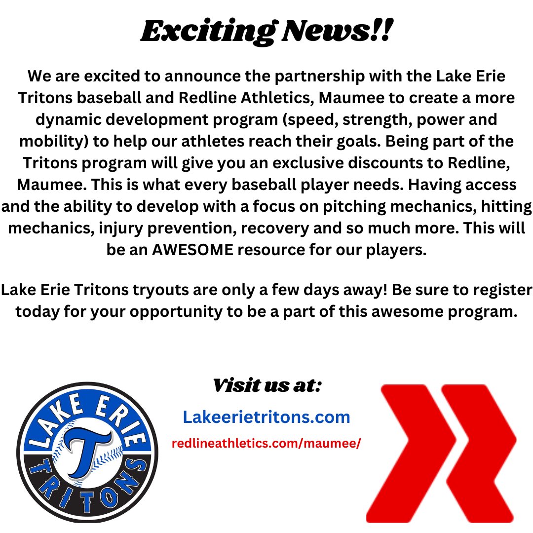 Excited to form a partnership with Redline Athletics to help our players develop beyond their competition. 🔱🔱🔱