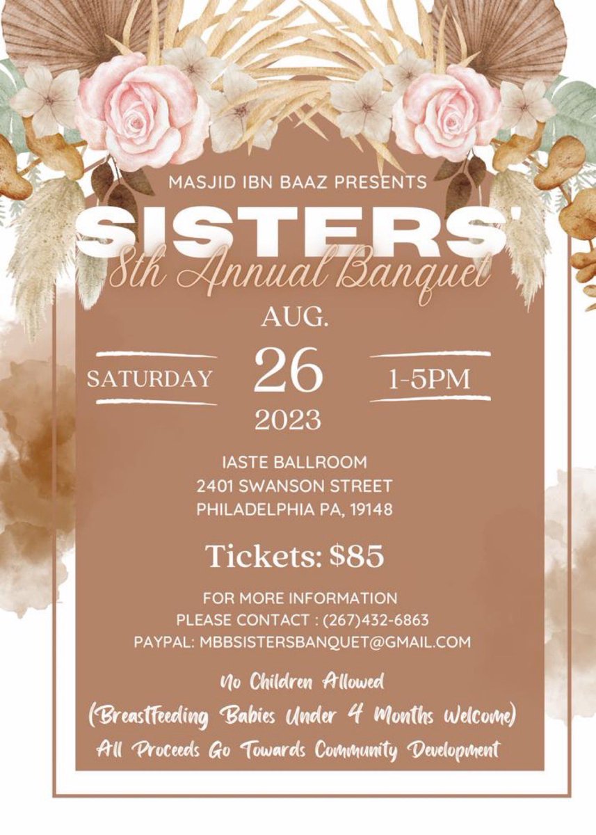mbbsouthphilly's tweet photo. Reminder❗️

BBQ &amp; Fun Day on Saturday, July 22nd, in shaa Allah at Smith Playground - 24th and Jackson/ Snyder.

All welcome to attend and to bring a dish. We look forward to seeing everyone and their families. May Allah bless you.

Sisters’ Banquet approaching as well: https://t.co/AGEElwDEia