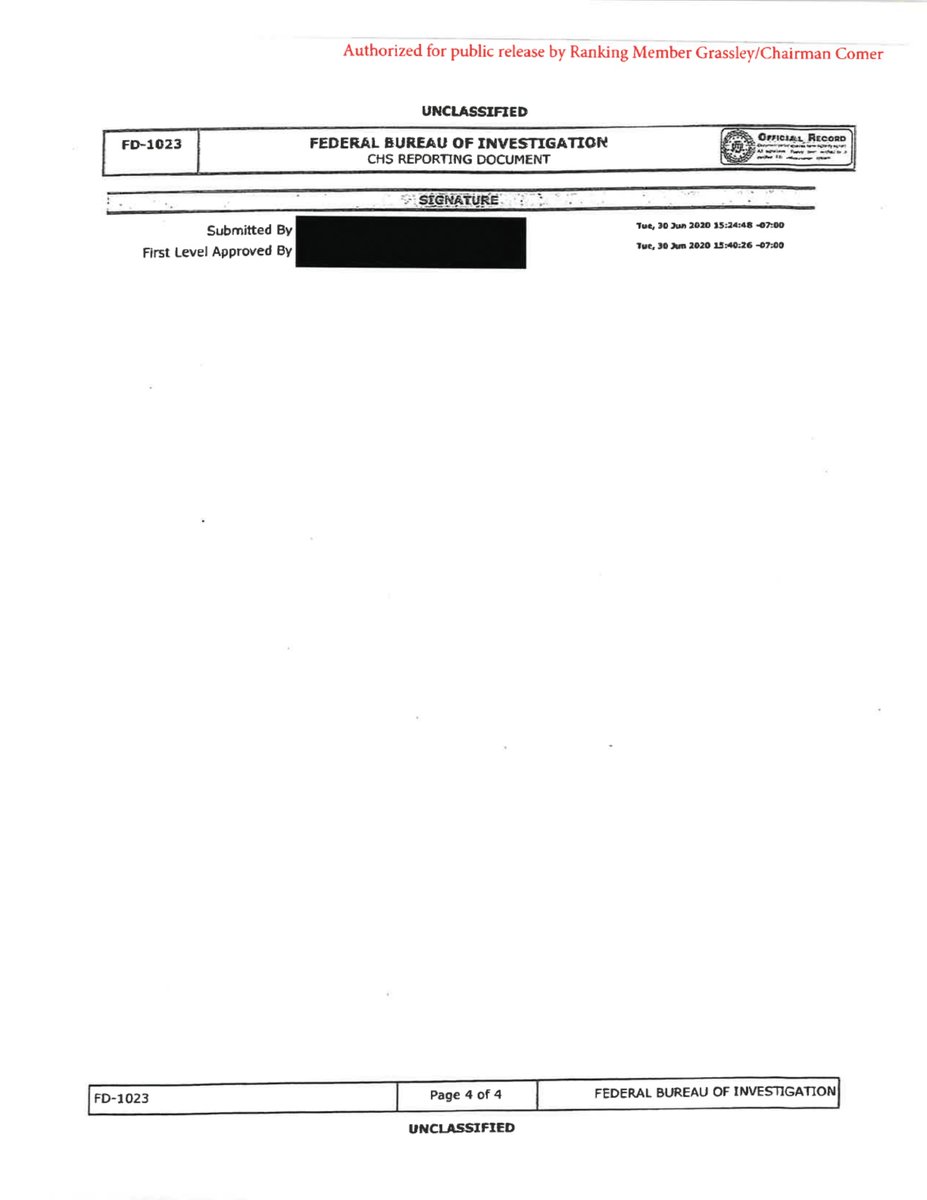 Oversight Committee (@gopoversight) on Twitter photo 🚨BREAKING🚨
The FD-1023 form alleging then-Vice President JOE BIDEN was involved in a $5,000,000 bribery scheme with a Burisma executive has been released by <a href="/ChuckGrassley/">Chuck Grassley</a>.
Read 👇 🚨BREAKING🚨
The FD-1023 form alleging then-Vice President JOE BIDEN was involved in a $5,000,000 bribery scheme with a Burisma executive has been released by <a href="/ChuckGrassley/">Chuck Grassley</a>.
Read 👇