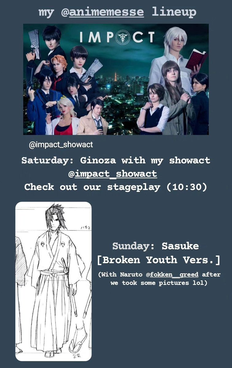 Anime Messe Babelsberg Lineup

Kommt zu unserem Psycho Pass Auftritt am Samstag um 10:30 mit <a href="/impAct_Showact/">imp△ct.</a> !