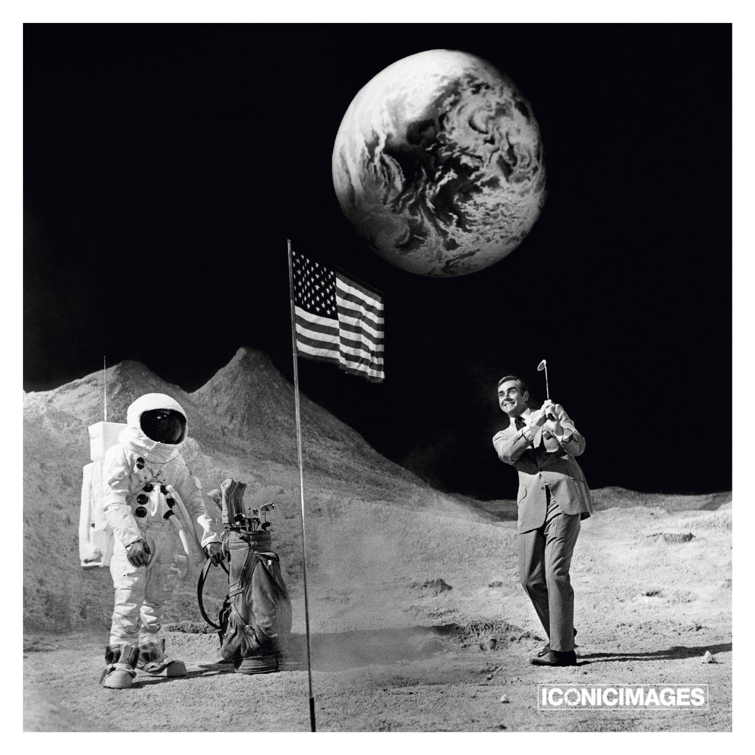 It’s #SpaceExplorationDay commemorating #NeilArmstrong being the 1st #manonthemoon Celebrating with #SeanConnery’s homage to the event 📸 by Terry O’Neill / Iconic Images To purchase visit: iconicimagesgallery.com License: iconiclicensing.net #jamesbond #golf #fineart