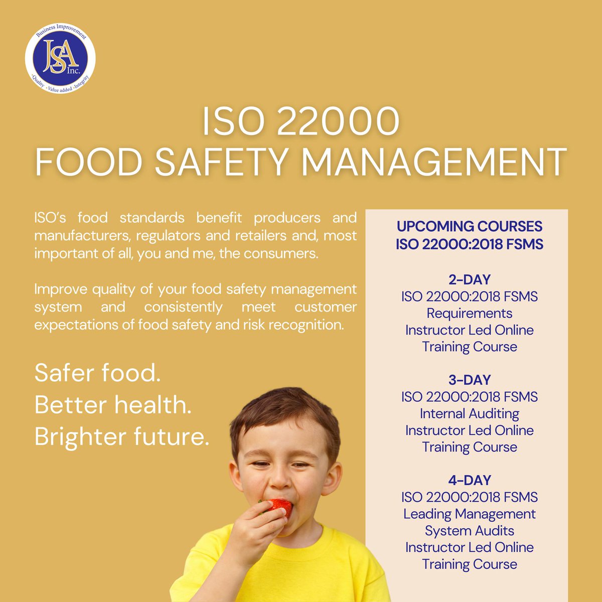 gojsainc's tweet image. Certification of your food safety management system shows your commitment to controlling and limiting food safety hazards while managing the safety of your products. It demonstrates continual improvement and customer satisfaction. 

gojsainc.com

#iso22000 #fsms