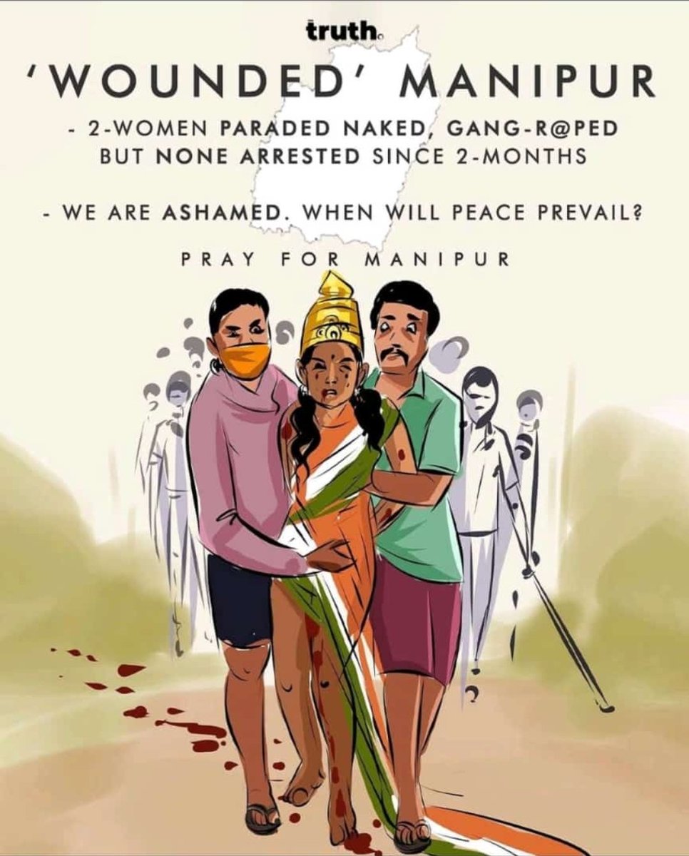 cyanideGinger's tweet photo. Disturbing and heartbreaking- the incident of Manipur women being paraded naked is a crime against humanity. Let's stand against such atrocities and ensure justice prevails. 

Jai hind! 

#Manipur #ManipurViolence #ManipurBurning #ManipurCrisis #Meitei #Kukiwomen #मणिपुर https://t.co/Zus4Io0thK