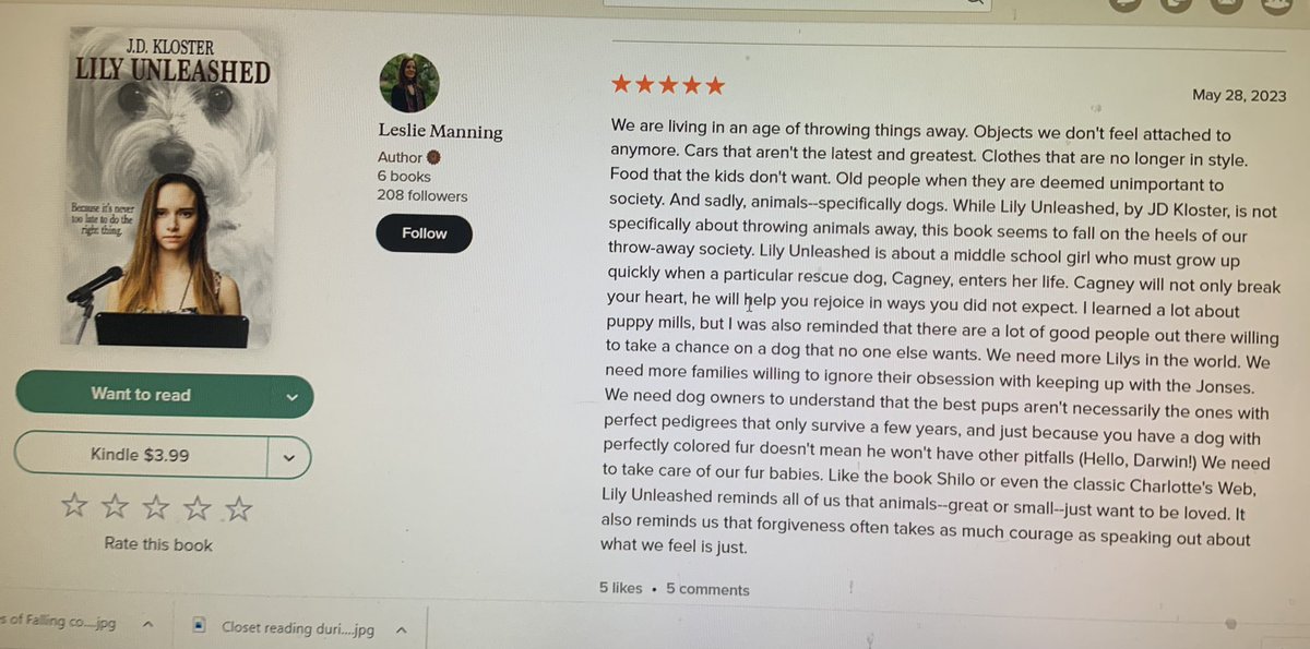 Thank you award-winning YA author Leslie Tall Manning for your poignant review. It’s an honor to be compared to classics like Charlotte’s Web and Shiloh. #YALitChat #WritersLife #amwriting #bestread #indieauthors #MGLit #kindle