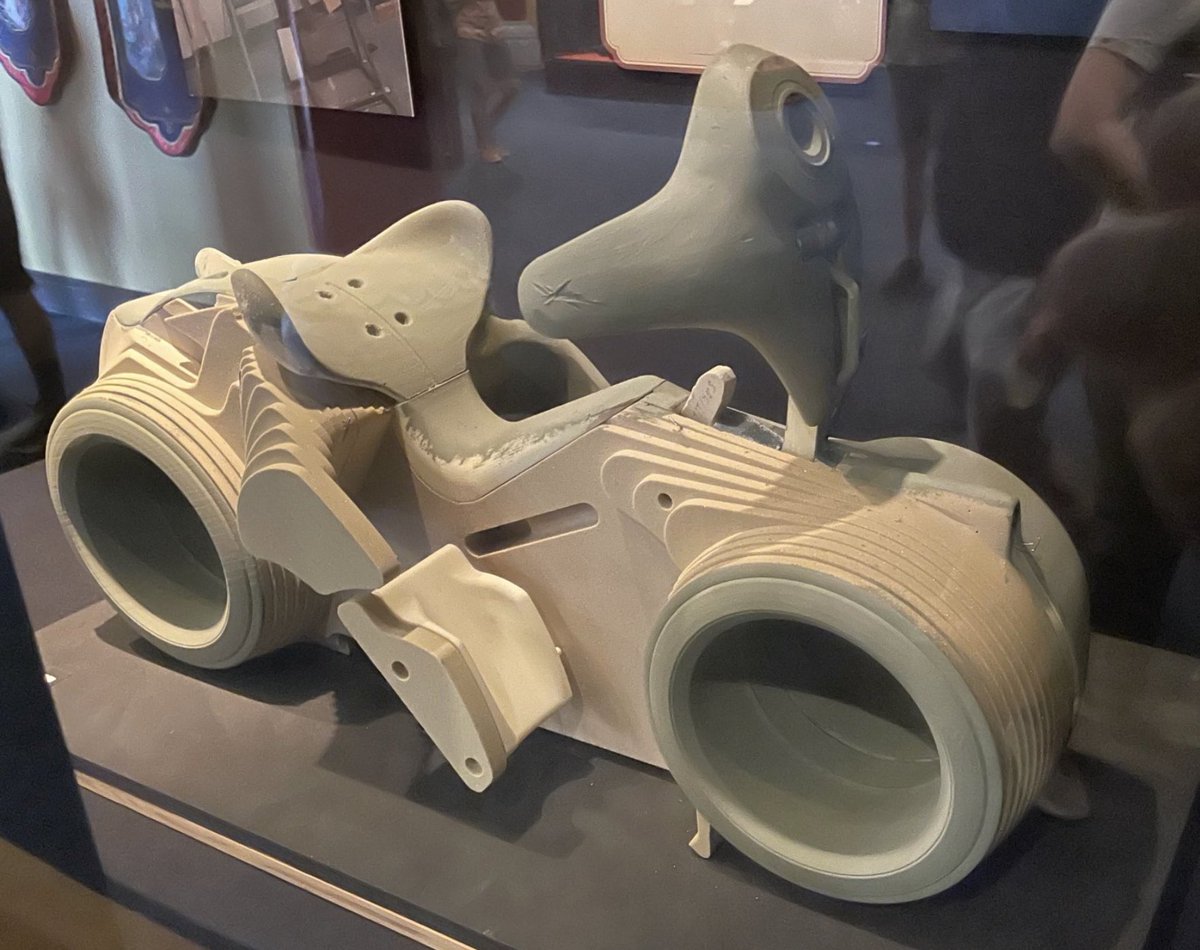 JimShull's tweet photo. This image captures the dimensional design model for the TRON ride vehicle. A combination of clay and hard material was used to create this model. Models travel between countries during the project. #TRON #dimensionaldesign https://t.co/bknpmAcYvr