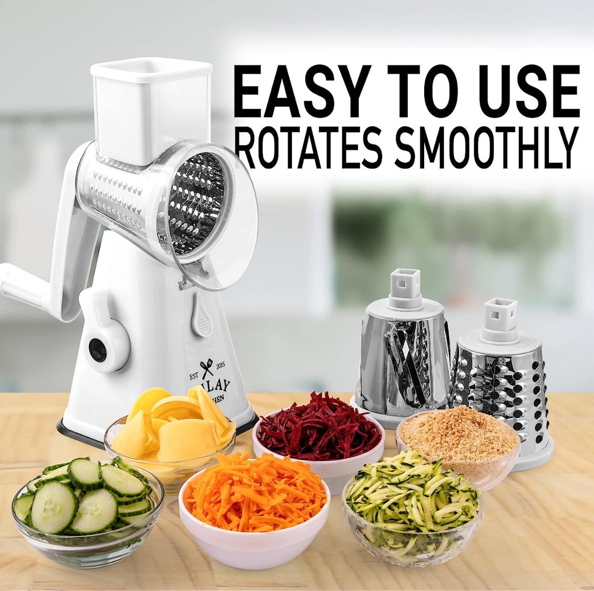 Rotary Cheese Grater with Upgraded, Reinforced Suction ✨

✅FUNCTIONAL AND STEADY OPERATION
Ensures a fast and efficient grating experience, 18 times faster than ordinary cutting. 💯

Check this out! 📣
amazon.com/Zulay-Rotary-C… 🛒