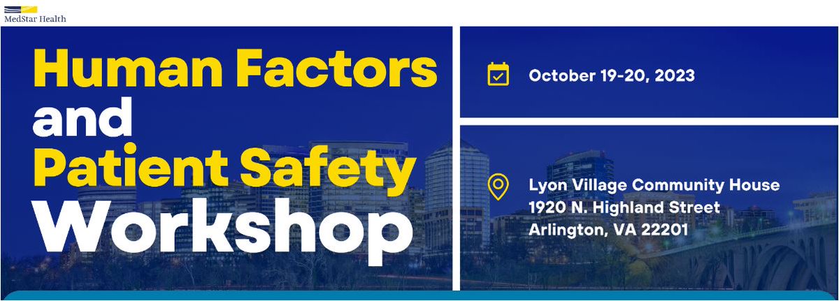 Join @MedStarHealth for a Human Factors and Patient Safety Workshop 10/19-20 in Arlington, VA. Don't miss this opportunity to gain valuable insights and practical tools to improve safety through a #humanfactors lens. For more info and to register, visit hubs.li/Q01YljgT0
