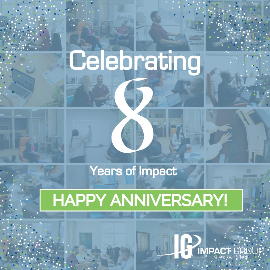 impactgroupmktg's tweet photo. "🎂 Celebrating 8 Years of Impact! 🌟🎉 Grateful for our incredible team, clients, and community. Here's to making a difference together! https://t.co/xJbcODPCv0