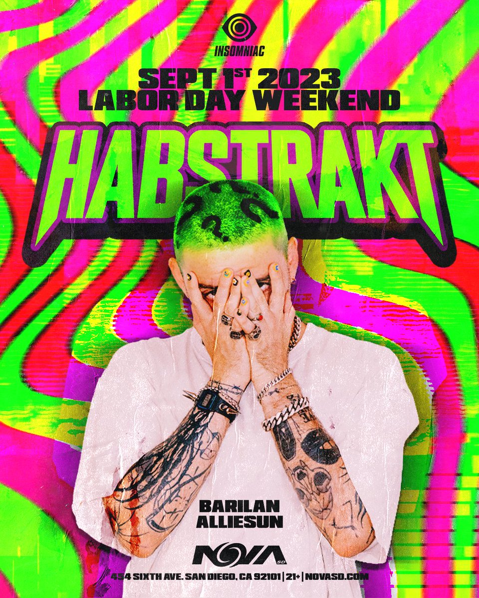 Get ready for your favorite Frenchman! <a href="/habstrakt/">habstrakt</a> brings his high-octane bass house for his 'Chromatic Tour', alongside <a href="/barilanmusic/">BARILAN</a> &amp; @imalliesun Friday, 9/1! 🔥 Grab Tickets → novasd.com/habstrakt