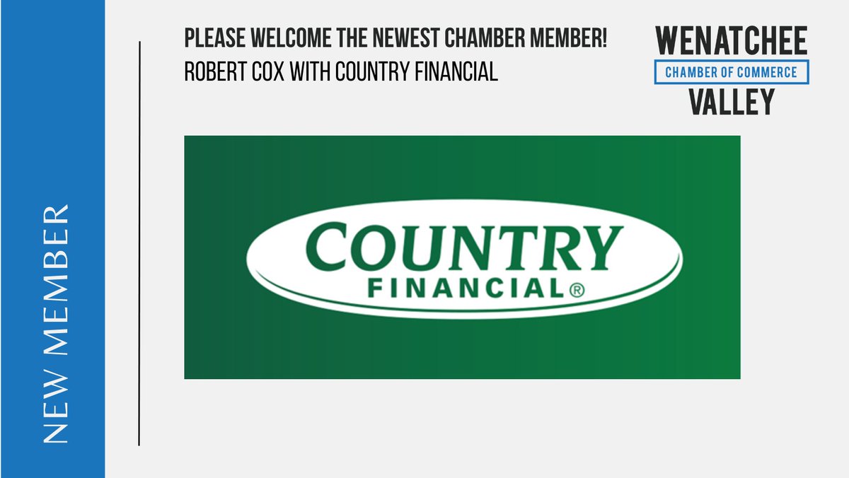 Welcome to our newest member, Robert Cox with Country Financial! We love to welcome so many into our thriving business community and wish everyone on this team good luck!