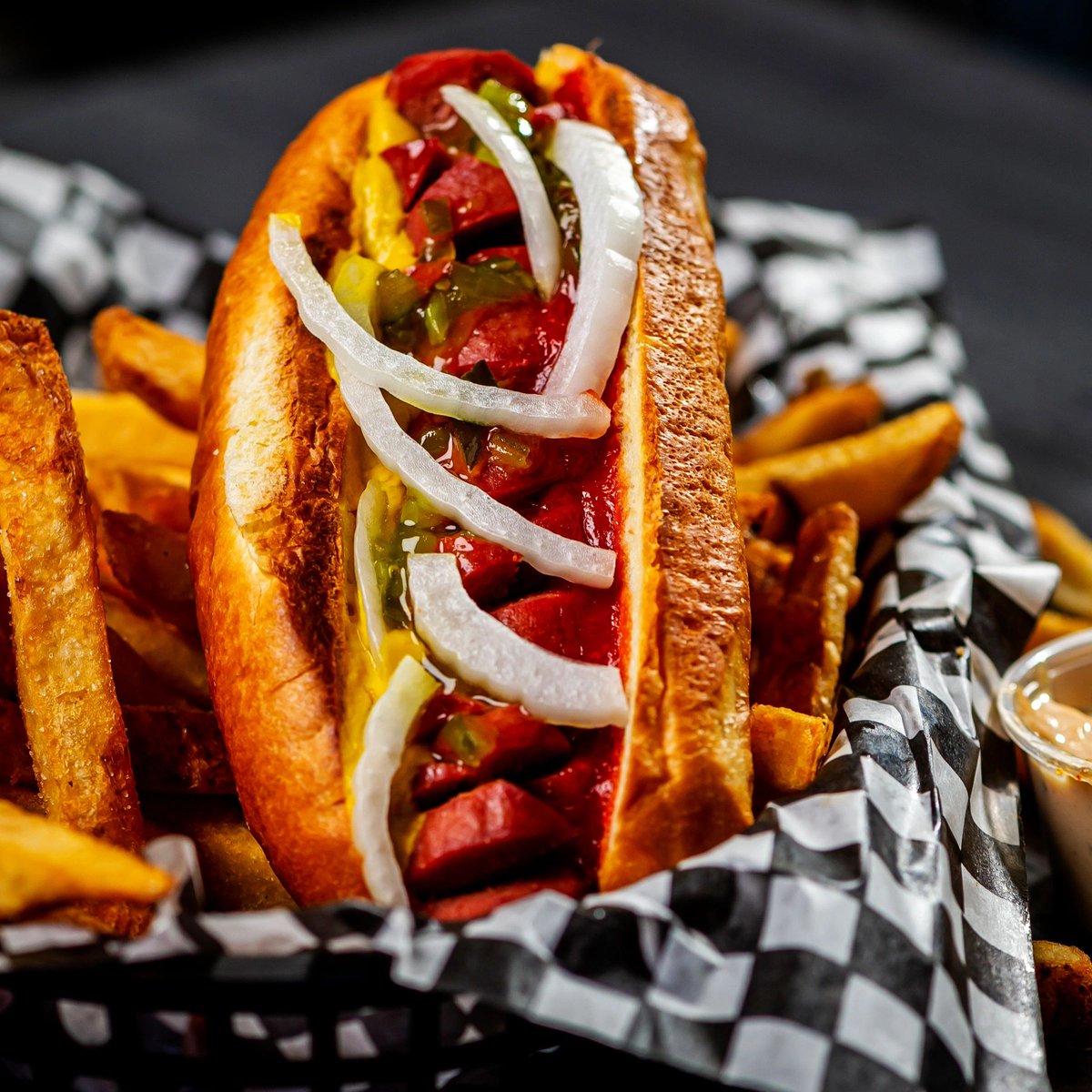 Yourworldburger's tweet photo. Whether you have it with ketchup, mustard, fried onions, jalapenos, super cheesy, or extra meaty, today is the day to enjoy a hot dog your way. #NationalHotDogDay https://t.co/XzqxuPgS2i
