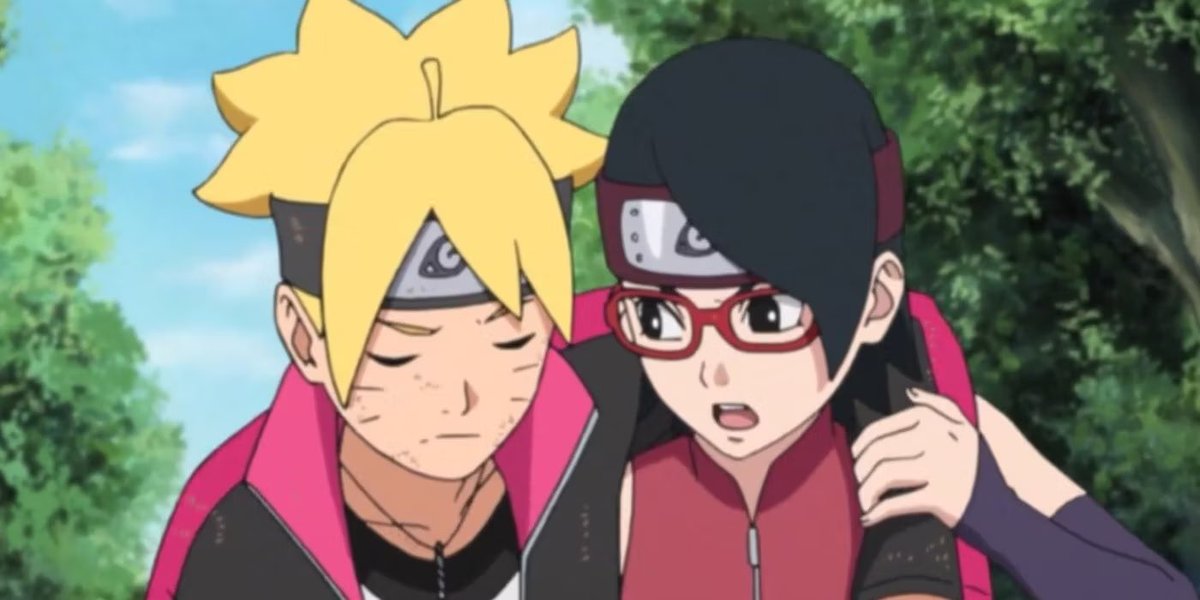 BoruParker's tweet photo. look like she does in the cover. My theory being Sarada repping the Uchiha earring on in support of her dad Sasuke Uchiha and repping Boruto’s jacket as a sing of comradery. It’s one way to low key prove Sasuke and Boruto’s Innocence. https://t.co/kfGw3dt0bk