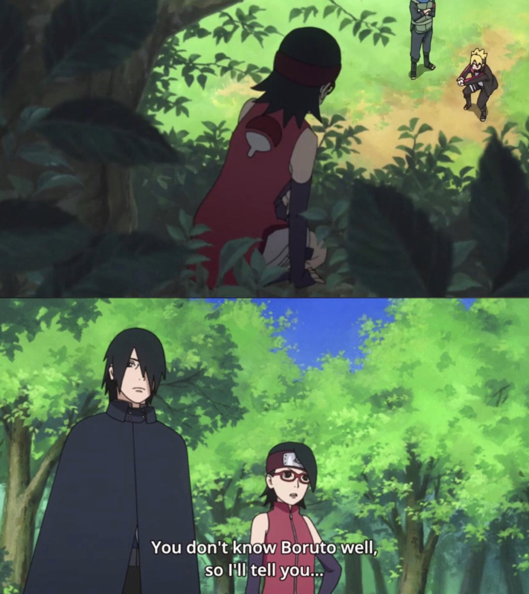 BoruParker's tweet photo. look like she does in the cover. My theory being Sarada repping the Uchiha earring on in support of her dad Sasuke Uchiha and repping Boruto’s jacket as a sing of comradery. It’s one way to low key prove Sasuke and Boruto’s Innocence. https://t.co/kfGw3dt0bk
