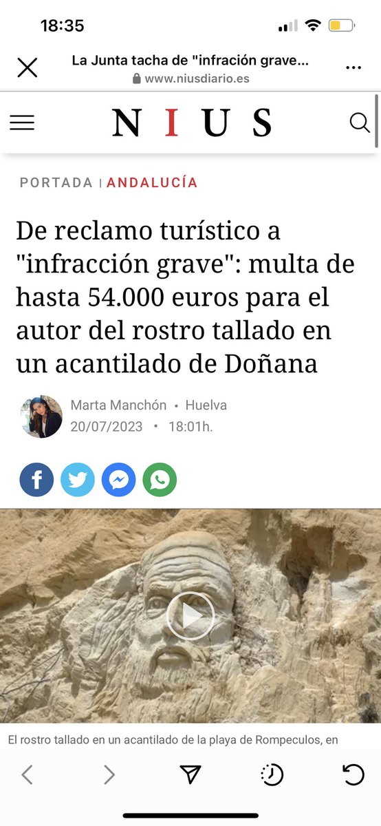 Grave atentado contra la conservación del acantilado de la playa de Rompeculos en Huelva, perteneciente al Parque Nacional de Doñana.

#patrimonionatural #Huelva #noticias