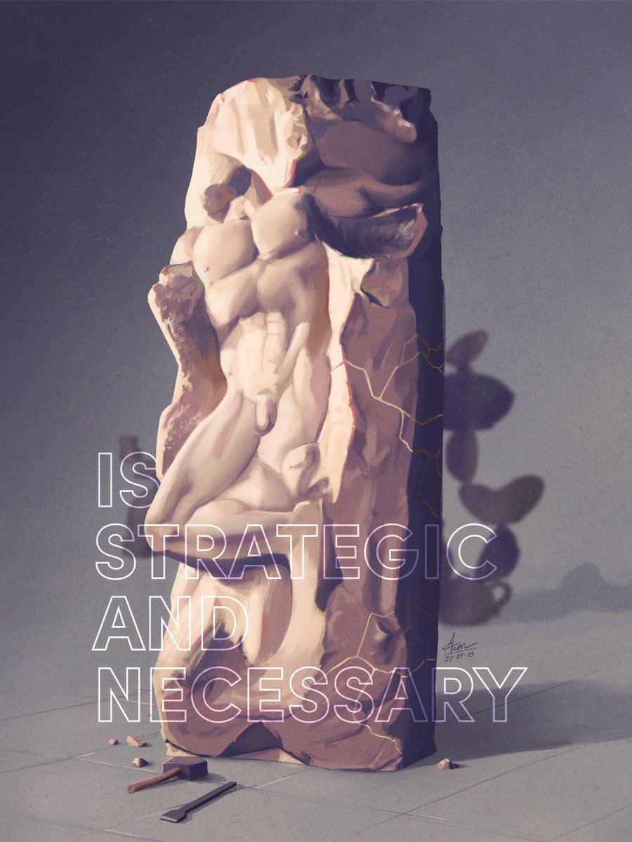 AndrsAlv's tweet photo. I have finalized a new artwork called "The Process."

One of Michelangelo's unfinished works, "Awakening Slave," inspired me to represent the sculpting of time.

In times of immediacy and impatience, the process becomes strategic and necessary.

#illustration #digitalart https://t.co/ojrNpphFCI