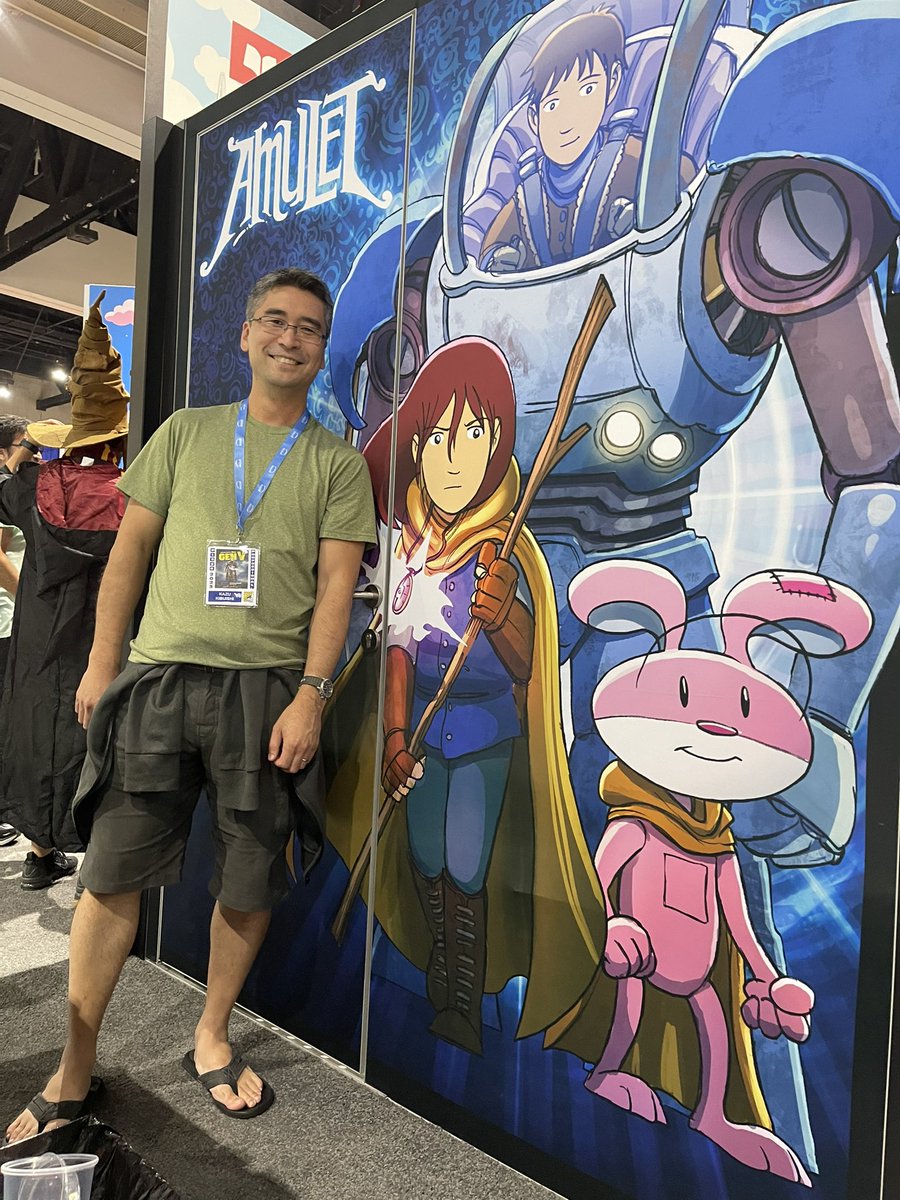 boltcity's tweet photo. Today at SDCC. Hope to see you there!

1-2pm - Room 32AB: 15 Yrs of Amulet: Spotlight on Kazu Kibuishi

3-4pm - Signing at Scholastic Booth #2021 Giveaway: Amulet 9 poster, Amulet/BONE sampler

5-6pm - Scholastic Booth #2021 @amykibuishi The Rema Chronicles signing.

#SDCC2023 https://t.co/DuMeYxDy9E