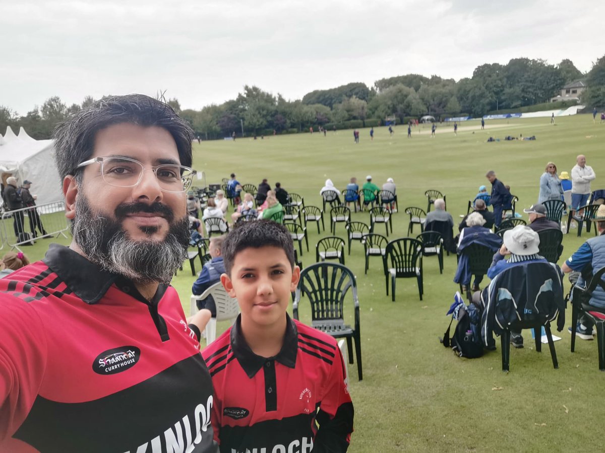 Coach and Khilarie....or father and Son as part of the guard of honour at @CricketScotland v Germany @ICCT20WORLD  qualifier at Goldenacre this afternoon. ❤🖤🏴󠁧󠁢󠁳󠁣󠁴󠁿🏏🇩🇪 #FollowScotland