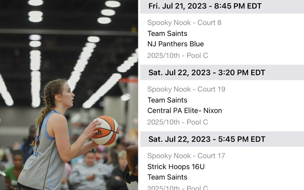 So excited to be playing at the <a href="/SelectEventsBB/">Select Events Basketball</a> Summer Championships this weekend in Pennsylvania! Here is my schedule so far: 

<a href="/SNHSaints/">Team Saints</a> <a href="/BashHoopsNE/">Bash Hudson</a>