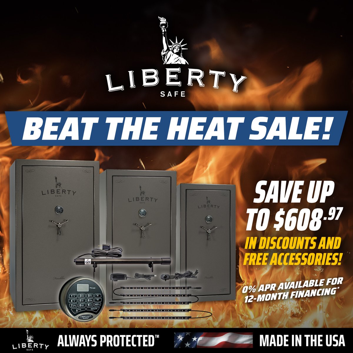 libertysafeinc's tweet image. Summer heat got you sweating? 🥵
Keep your cool with the Liberty Safe Beat The Heat Sale!

Click the link below to get this killer deal from 7/20-7/31.
bit.ly/3YdguWV

#LibertySafe #BeatTheHeatSale #AlwaysProtected #MadeInTheUSA