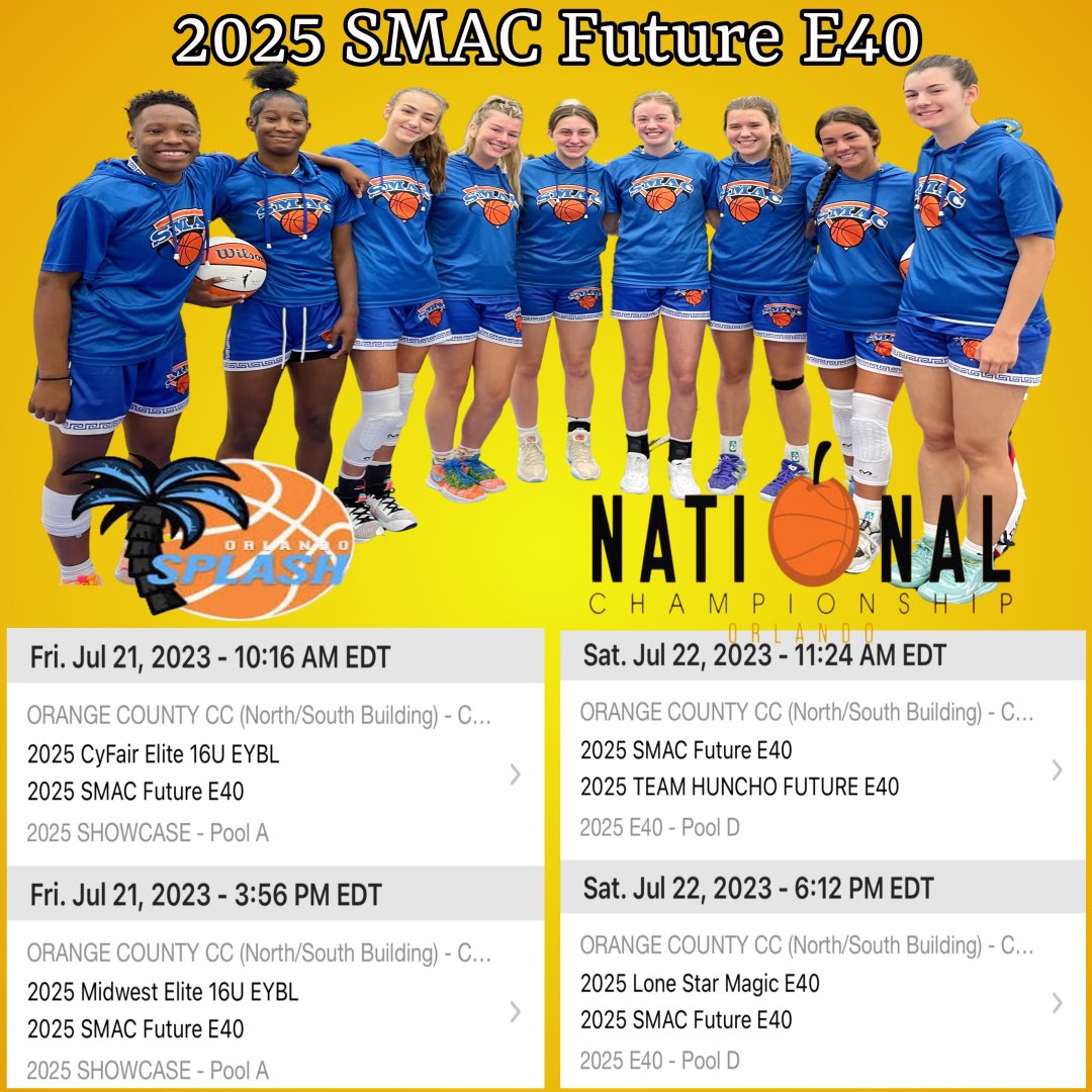Hailey_Rees's tweet photo. My schedule for Orlando this week! Courts 1,3,2,8 @SMACBasketball #smacfuture https://t.co/xH2a9bmfQq