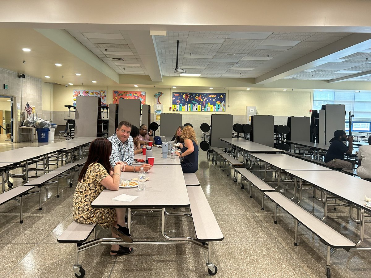Fellowship with custodial staff, administrators, and secretarial staff.  Compliments of school counseling team. #LindaleLynx. #relationshipsmatter