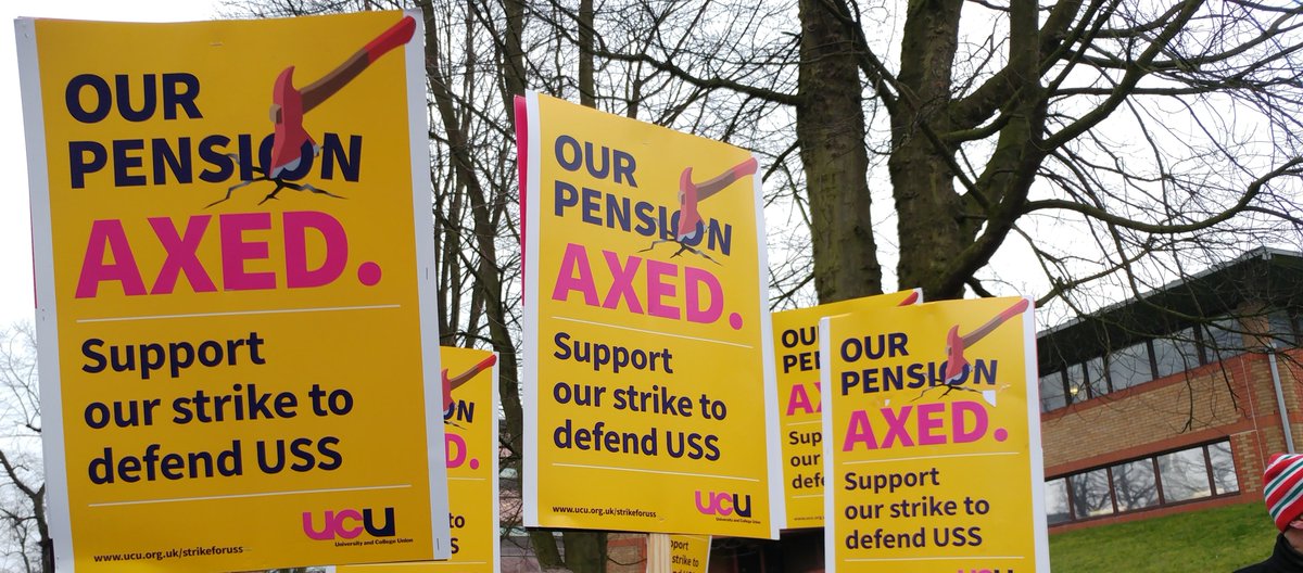 With darling Ulli <a href="/ulrike_marx/">Dr Ulrike Marx</a> at #Leicester picket line, #Strike Day 1 2018, striking about #USS #pensions <a href="/ucu/">UCU</a>. Beast from the east on the way.  Freezing. Angry. Together in solidarity.  

Then continued later years striking #USS with #Dundee.  On pickets, at rallies, fighting