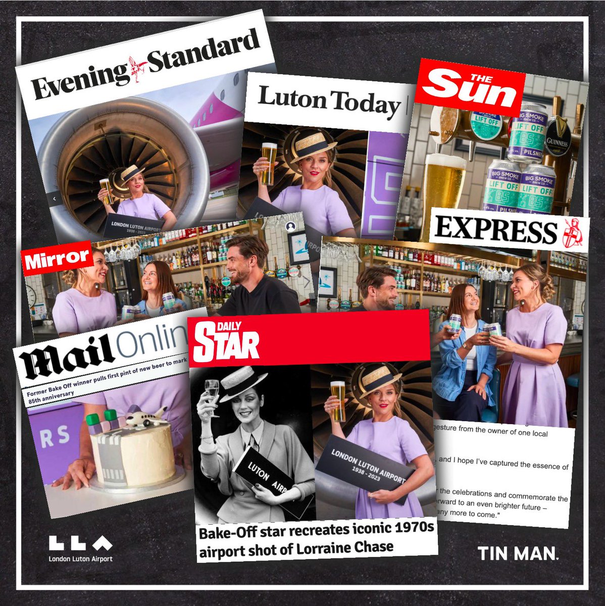 This week we helped <a href="/LDNLutonAirport/">London Luton Airport</a>  say cheers to 85 years!  Bake Off winner &amp; local pub owner <a href="/CandiceBrown/">Candice Brown</a> pulled the first pint of a specially brewed beer,  recreating an iconic shot of Lorraine Chase at the airport from 1979. Find out more at tinmancomms.com/blogs/2023/7/1…