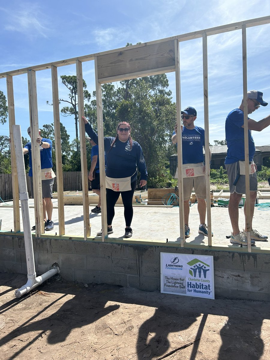 LightningFDN's tweet photo. Members of our Vinik Sports Group team are spending another day supporting Habitat for Humanity Hurricane Ian rebuild efforts, this time at two different house sites in Charlotte County! https://t.co/rGIaUS9ChQ