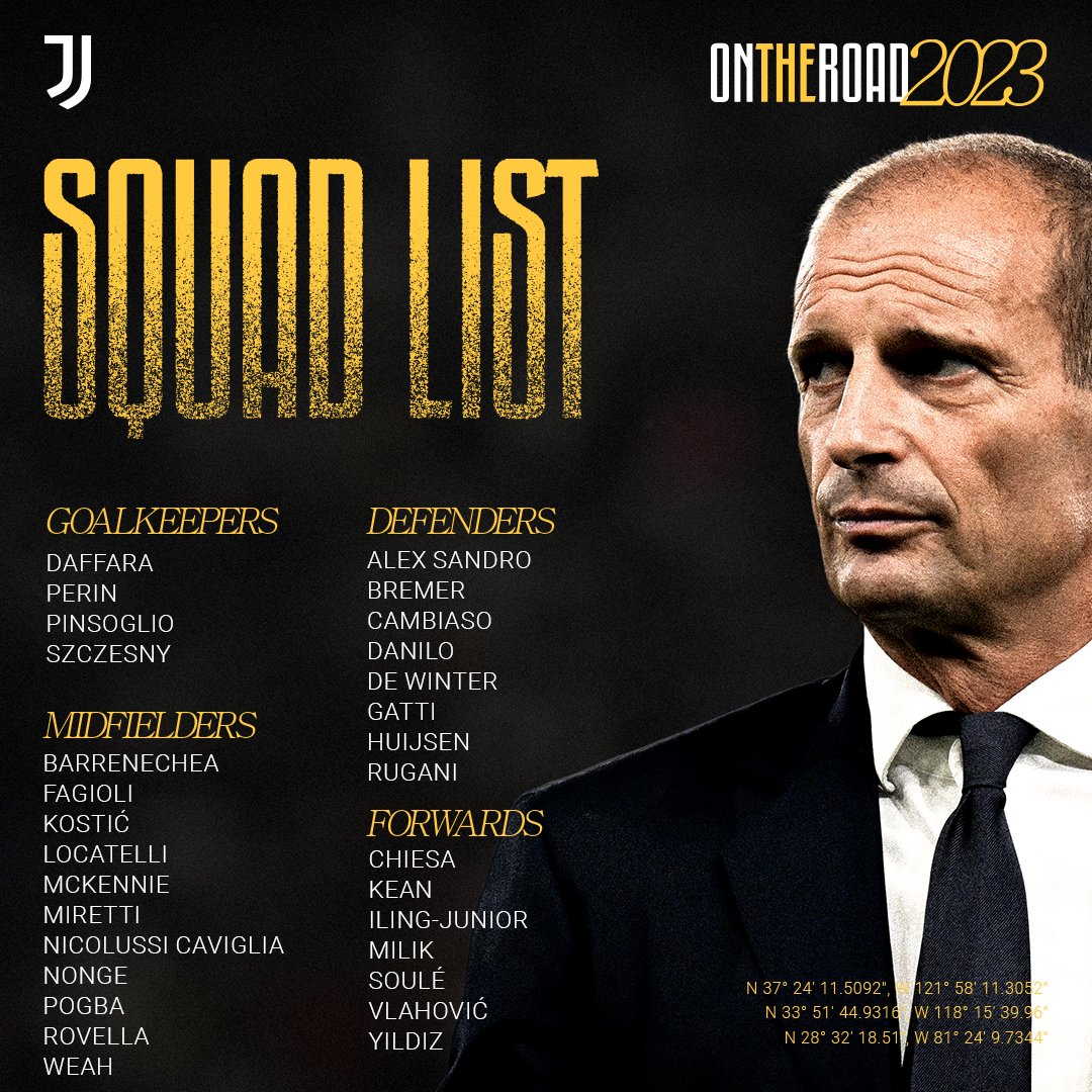 Domani si parte ✈️

I convocati per lo Juventus Summer Tour 2023 🇺🇸