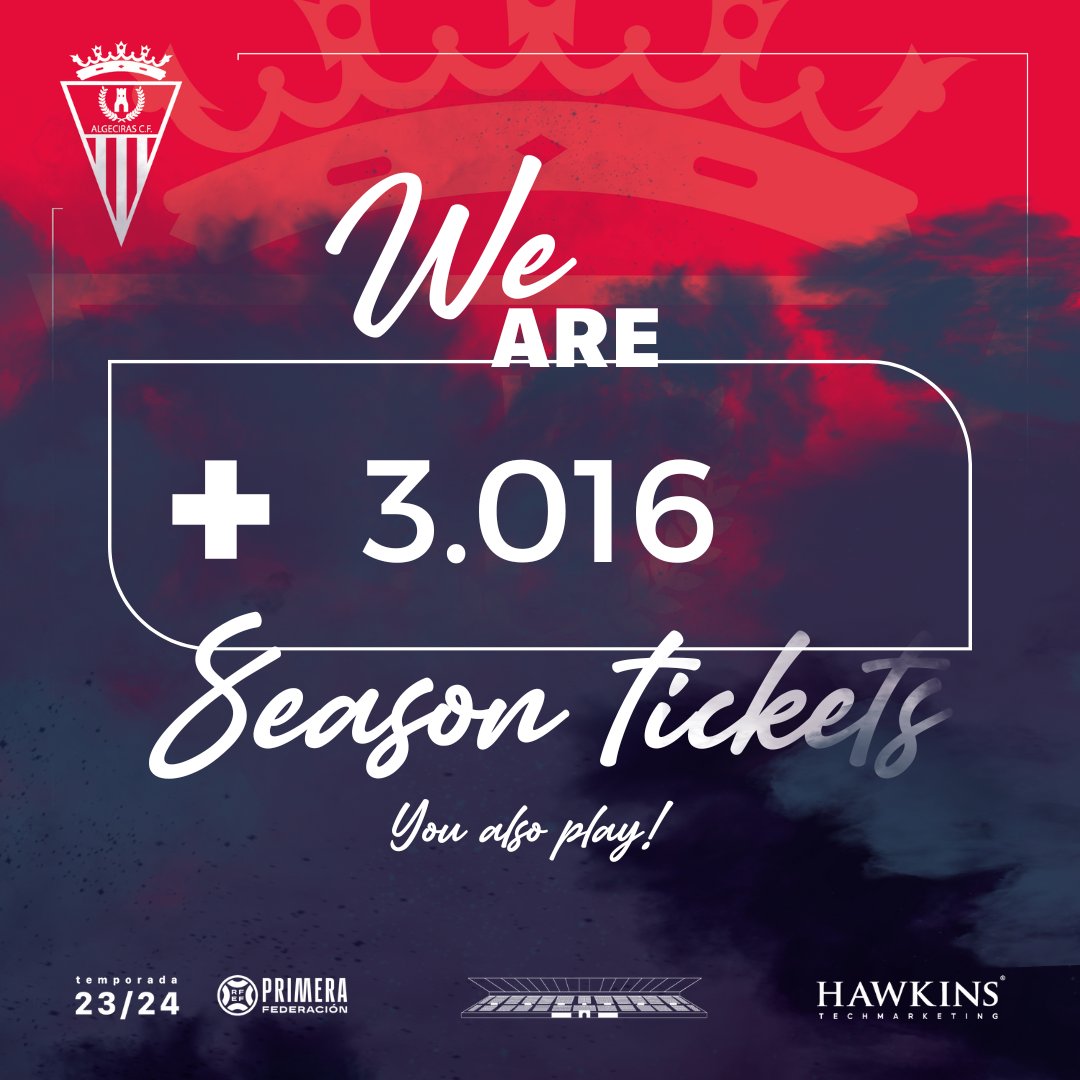 Algecirascf_ENG's tweet photo. 🔴⚪️ Looks like you were looking forward to our return after these days....

📣 We are already more than 3,000!!!!

Thank you all! 🙌🏻

➡️ We remind you that tomorrow is the last day to renew your seat.

#thisisacf #madetowin #wearegrowingtogether. https://t.co/it09QZjjXz